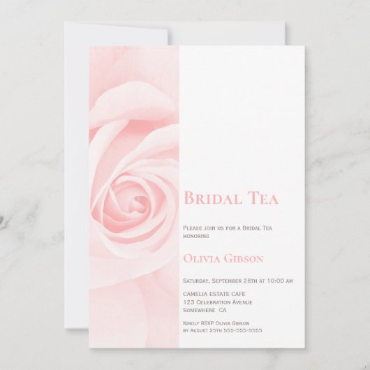 Modern Blush Roze Roze Bridal Tea Kaart (Voorkant)