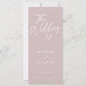 Modern Blush Roze Script Huwelijksprogramma (Voorkant)