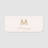 Modern Blush Roze Script Monogram Naamplaatje (Voorkant)