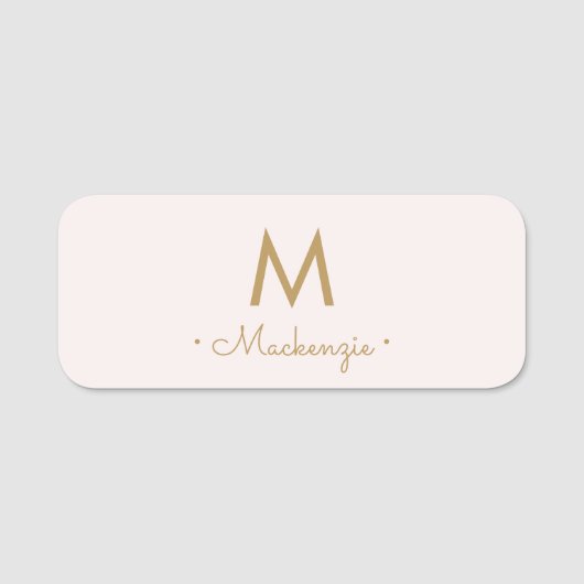 Modern Blush Roze Script Monogram Naamplaatje (Voorkant)