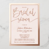 Modern blush roze script trendy vrijgezellenfeest  folie uitnodiging (Voorkant)
