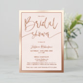 Modern blush roze script trendy vrijgezellenfeest  folie uitnodiging (Staand Voorkant)