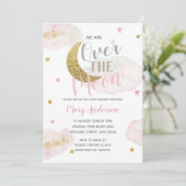 Modern Blush Roze Ster en Maan Baby shower Kaart (Staand voorkant)