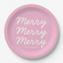 Modern Blush Roze Vrolijk Kerstpapier Borden