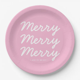 Modern Blush Roze Vrolijk Kerstpapier Borden Papieren Bordje