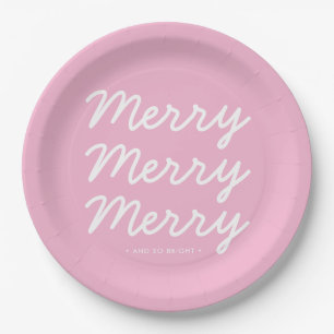 Modern Blush Roze Vrolijk Kerstpapier Borden Papieren Bordje