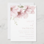 Modern Blush Roze Waterverf Bloemen Bruiloft Kaart (Voorkant)