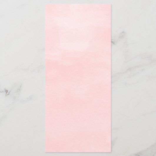 Modern blush roze waterverf bruiloft menu (Achterkant)