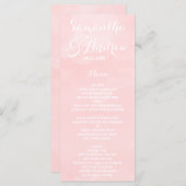 Modern blush roze waterverf bruiloft menu (Voorkant / Achterkant)