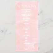 Modern blush roze waterverf bruiloft programma programmakaart (Achterkant)