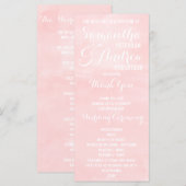 Modern blush roze waterverf bruiloft programma programmakaart (Voorkant / Achterkant)
