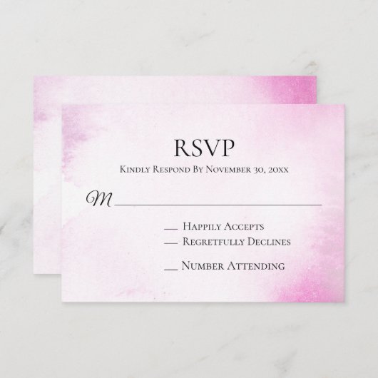 ** Modern Blush Roze Waterverf bruiloft RSVP (Voorkant / Achterkant)