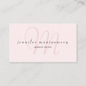 Modern Blush Roze Waterverf Monogrammed Visitekaartje (Voorkant)