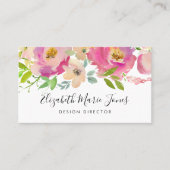 Modern Blush Roze Waterverf Professionele Bloemen Visitekaartje (Voorkant)