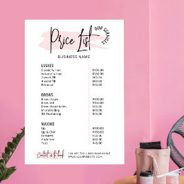 Modern Blush Roze Waterverf Zakelijke prijslijst Poster