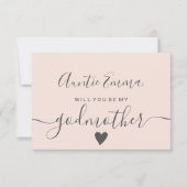 Modern blush roze wees mijn peettante doop kaart (Voorkant)