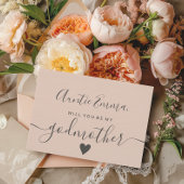 Modern blush roze wees mijn peettante doop kaart