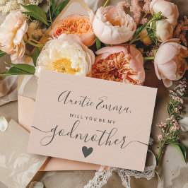 Modern blush roze wees mijn peettante doop kaart