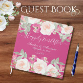 Modern Blush Roze Wijze Bloemen Waterverf bruiloft Gastenboek