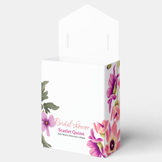 Modern blush roze wilde bloem vrijgezellenfeest bedankdoosjes (Geopend)