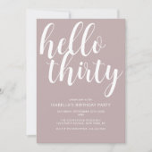 Modern Blush Roze Wit 30e Verjaardag Script Kaart (Voorkant)