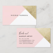 Modern blush roze wit chic goud folie kleur blok visitekaartje (Voorkant / Achterkant)