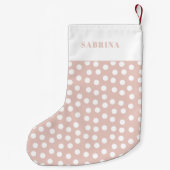 Modern Blush roze & witte stippen Kleine Kerstsok (Achterkant)