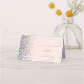 Modern Blush Roze Zilver Glitter Edge Bruiloft Plaatskaartje (Voorkant)