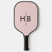 Modern Blush Roze & Zwart Initiaal Monogram Pickleball Paddle (Voorkant)