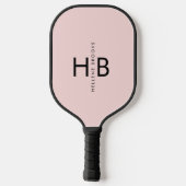 Modern Blush Roze & Zwart Initiaal Monogram Pickleball Paddle (Achterkant)