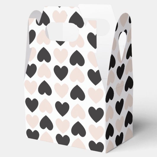 Modern Blush Roze Zwart Liefde Harten Patroon Bedankdoosjes (Geopend)