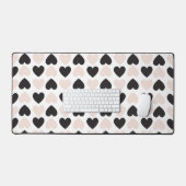 Modern Blush Roze Zwart Liefde Harten Patroon Bureaumat (Keyboard & Muis)