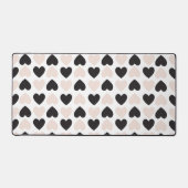 Modern Blush Roze Zwart Liefde Harten Patroon Bureaumat (Voorkant)