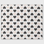 Modern Blush Roze Zwart Liefde Harten Patroon Cadeaupapier (Vlak)