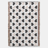 Modern Blush Roze Zwart Liefde Harten Patroon Deken (Voorkant Verticaal)