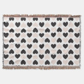 Modern Blush Roze Zwart Liefde Harten Patroon Deken (Voorkant)