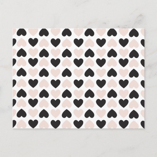 Modern Blush Roze Zwart Liefde Harten Patroon Feestdagenkaart (Voorkant)