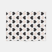 Modern Blush Roze Zwart Liefde Harten Patroon Fleece Deken (Voorkant (Horizontaal))