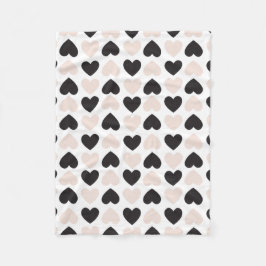 Modern Blush Roze Zwart Liefde Harten Patroon Fleece Deken