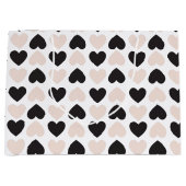 Modern Blush Roze Zwart Liefde Harten Patroon Groot Cadeauzakje (Voorkant)