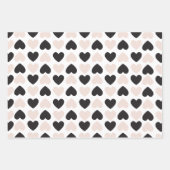 Modern Blush Roze Zwart Liefde Harten Patroon Inpakpapier Vel (Voorkant 2)