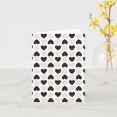 Modern Blush Roze Zwart Liefde Harten Patroon Kaart (Gele Bloem)