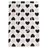 Modern Blush Roze Zwart Liefde Harten Patroon Medium Cadeauzakje (Achterkant)