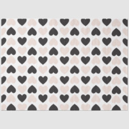 Modern Blush Roze Zwart Liefde Harten Patroon Tissuepapier
