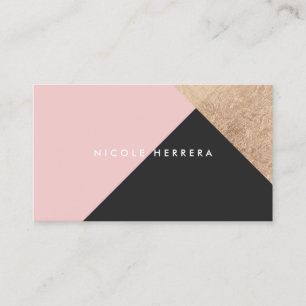 Modern blush roze zwart roos goud folie kleur blok visitekaartje