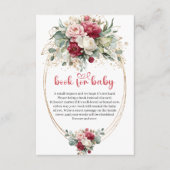 Modern Blush Ruby Red Gold Floral Book Request Informatiekaartje (Voorkant)