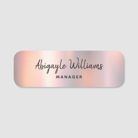 Modern Blush Shimmer Metallic Girly Naamplaatje (Voorkant)