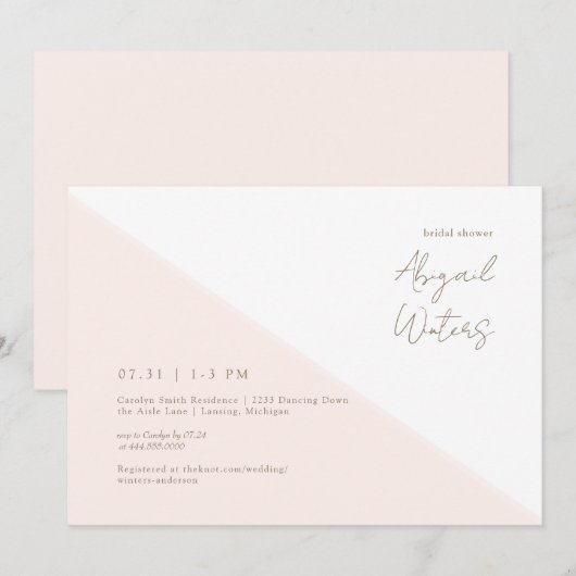 Modern Blush Simplicity Vrijgezellenfeest Kaart (Voorkant / Achterkant)