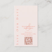 Modern Blush-Sla de Date-QR-code op- Visitekaartje (Voorkant)