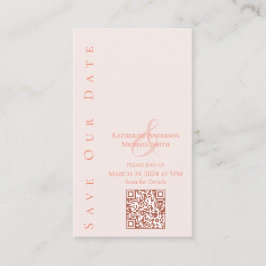 Modern Blush-Sla de Date-QR-code op- Visitekaartje